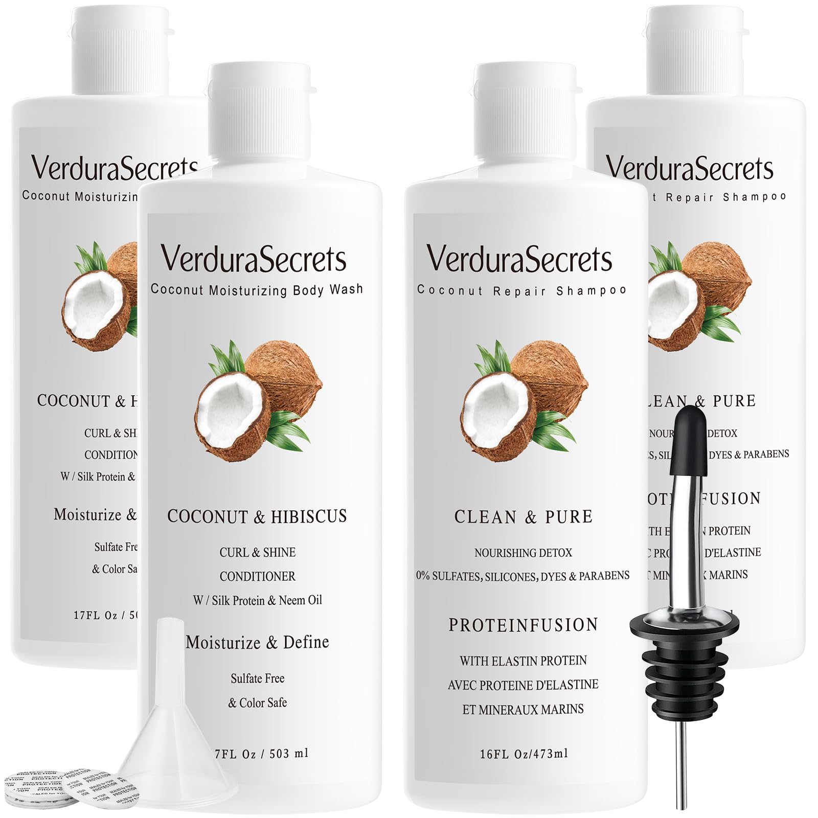 TRAVELTIP Secret Flask Shampoo Bottles - 4 Pack, Multi-Size