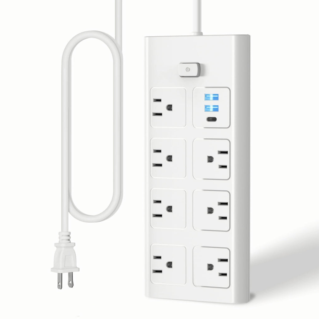 TravelHub 6ft Power Strip - 3 Outlets & 3 USBs Non-Surge ETL White