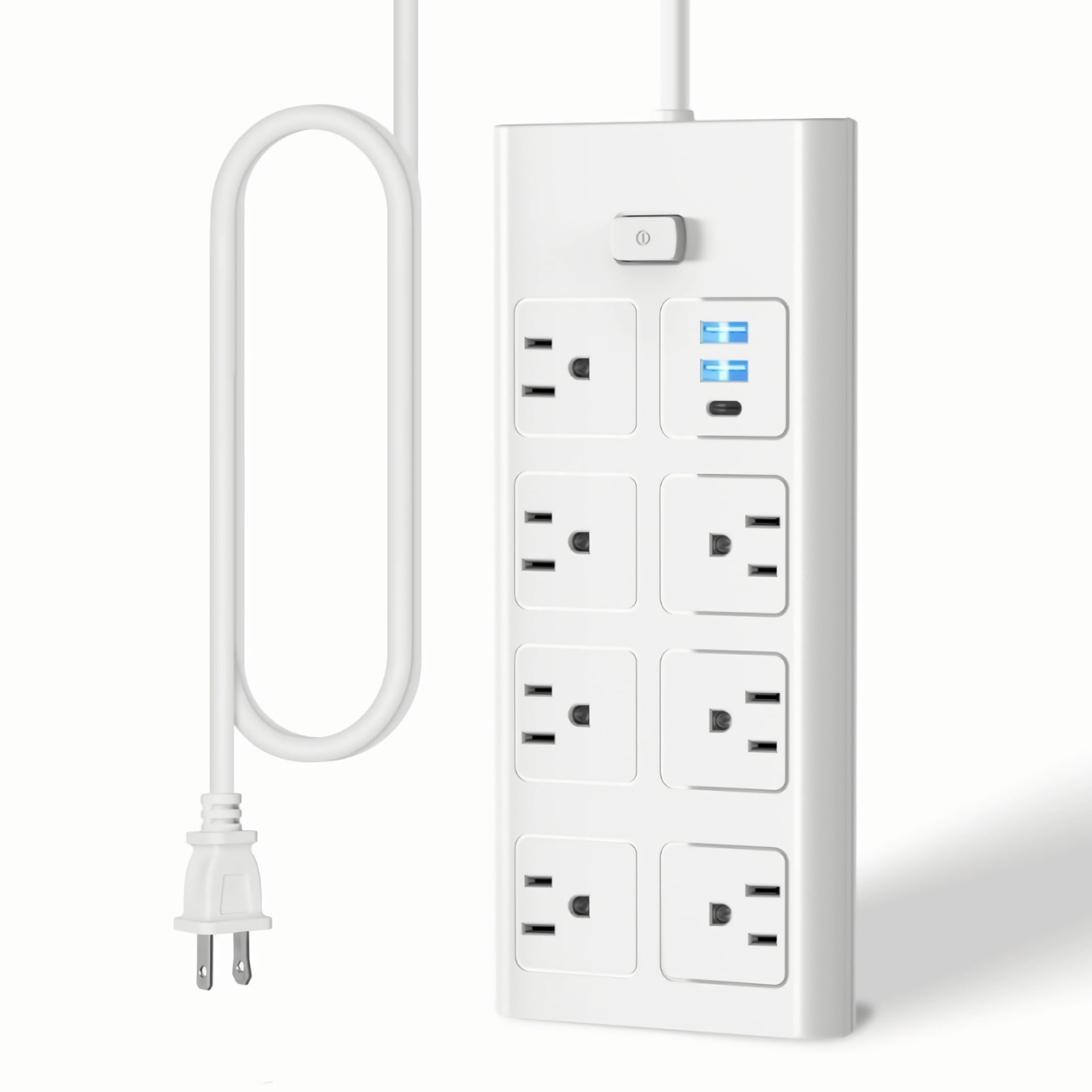 TravelHub 6ft Power Strip - 3 Outlets & 3 USBs Non-Surge ETL White