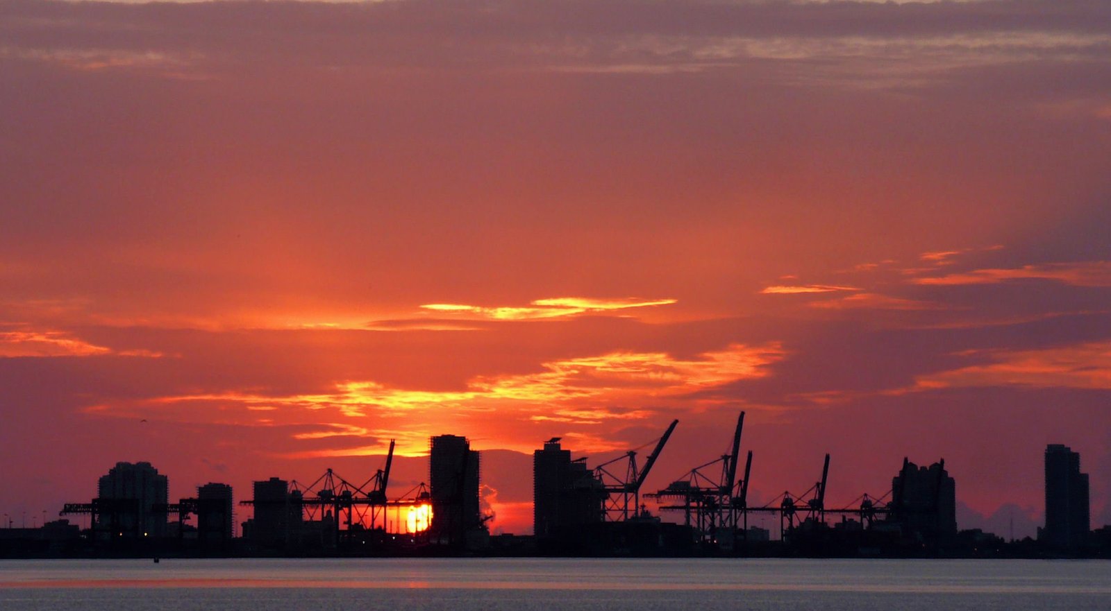 Miami Beach and Port of Miami just after dawn